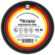 Изолента ПВХ KRANZ 0.13х19 мм, 25 м, черная (5 шт./уп.)