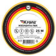 Изолента ПВХ KRANZ 0.13х19 мм, 25 м, желтая (5 шт./уп.)