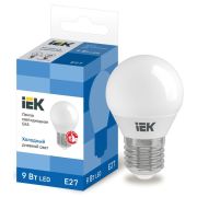 Лампа светодиодная G45 9Вт шар 6500К E27 230В IEK LLE-G45-9-230-65-E27