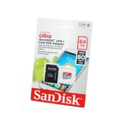 Карта памяти microSDXC 64Gb SanDisk Class10 UHS-I Ultra Android 80MB/s с адаптером